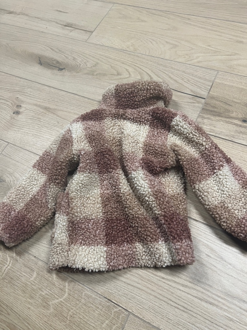 H&M Cream & Brown Plush Teddy Pea Coat for Kids - Picture 5 of 5